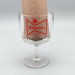 Vintage Budweiser King of Beers Stemmed Heavy Glass Beer Goblet 6" Tall 16 Oz